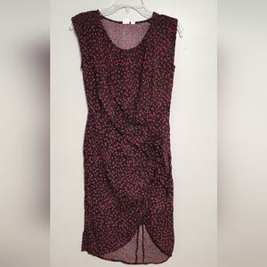 Gap Size 2 Rouched Midi Dress Red Floral Print